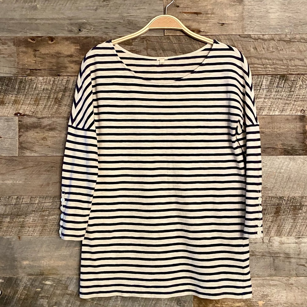 J. Crew, Black and Cream, Striped Shirt